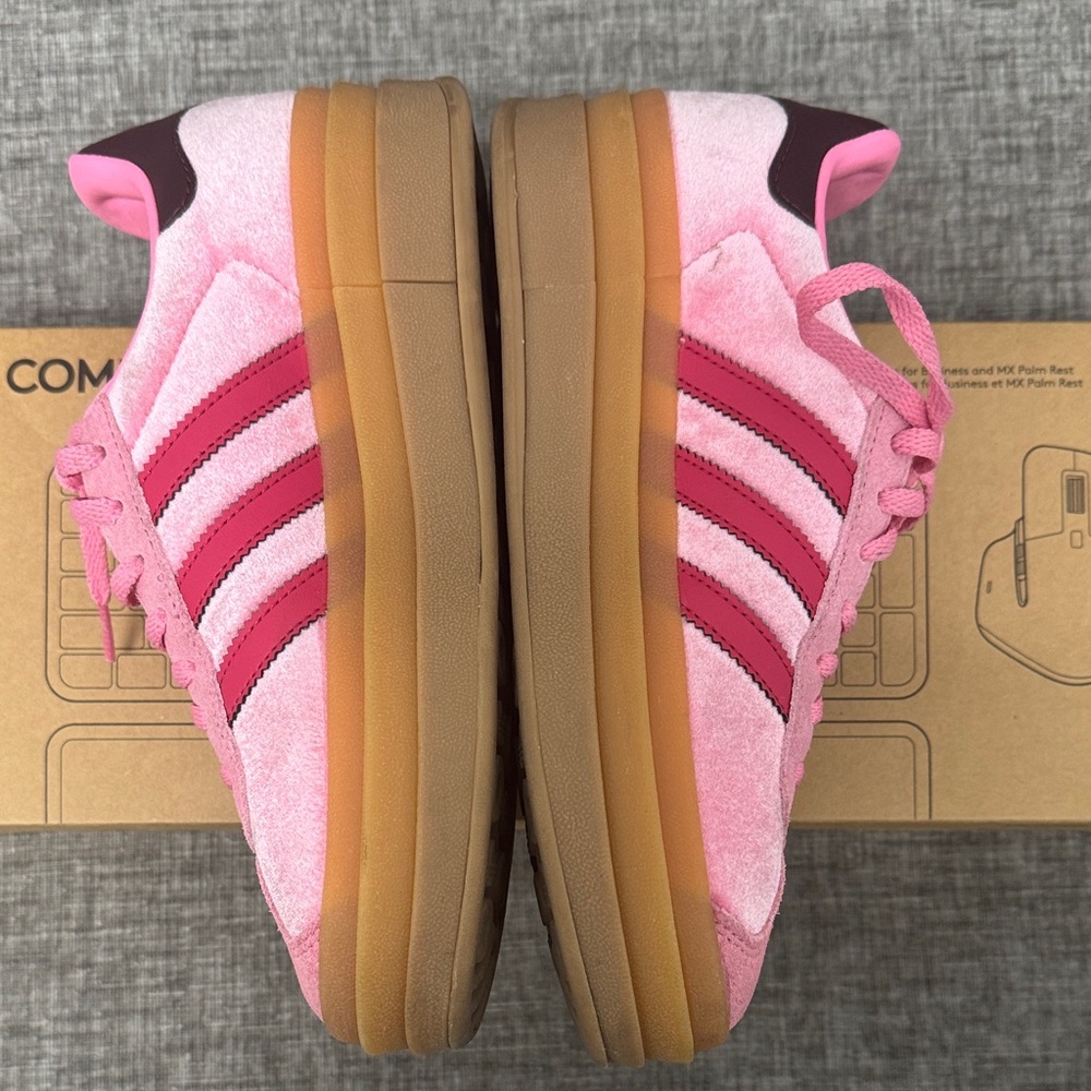 adidas Gazelle Pink Suede Low-Top Sneakers with platform Gum Sole - Picture 3 of 13